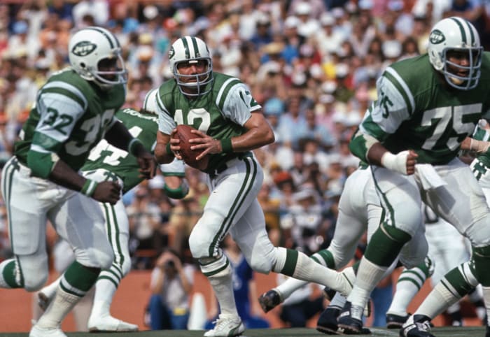Joe Namath in action for the Jets